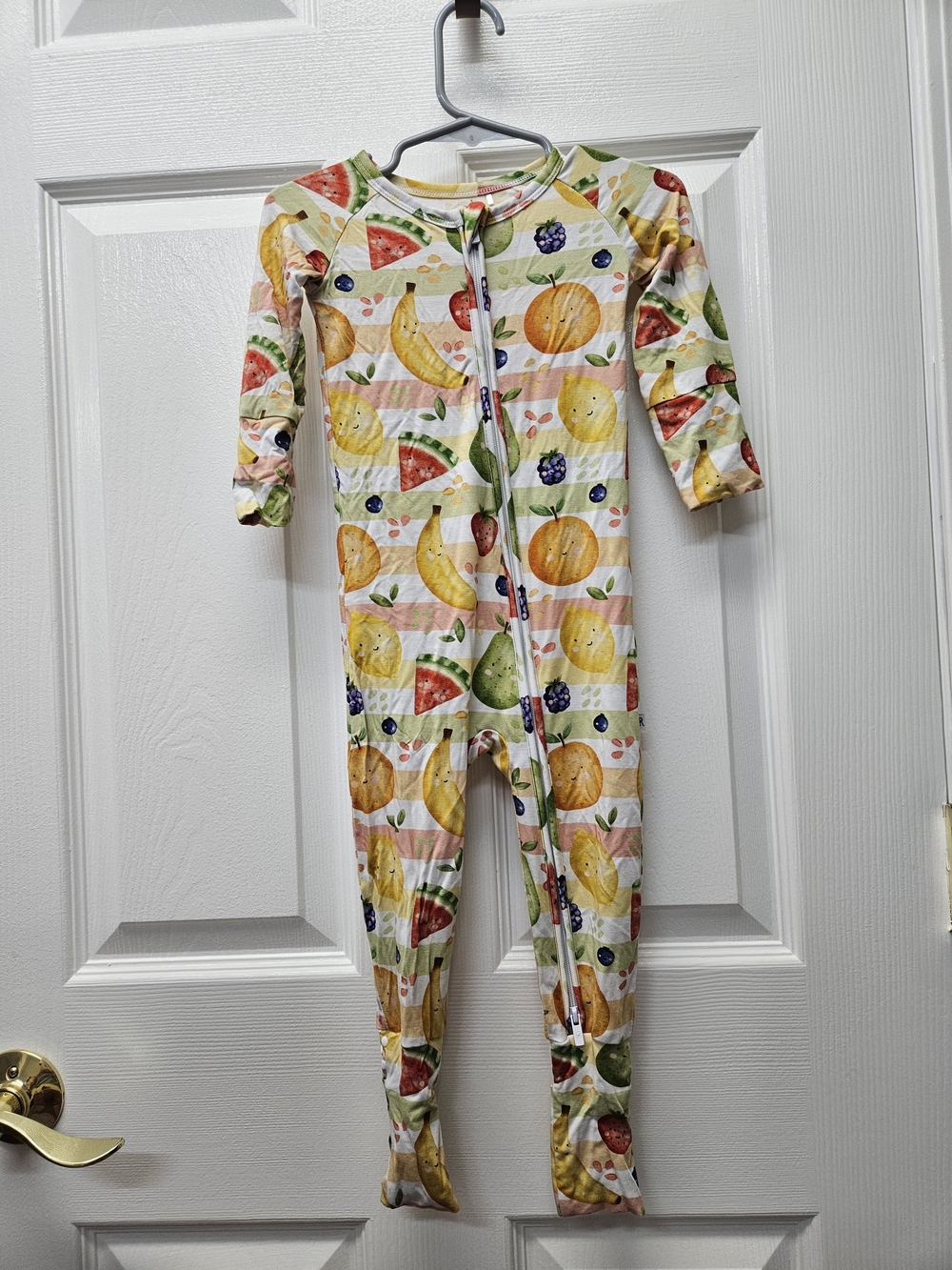 Bums & Roses Fruit-Print Bodysuit w/ Nonslip Foot Option 18-24mo NWOT